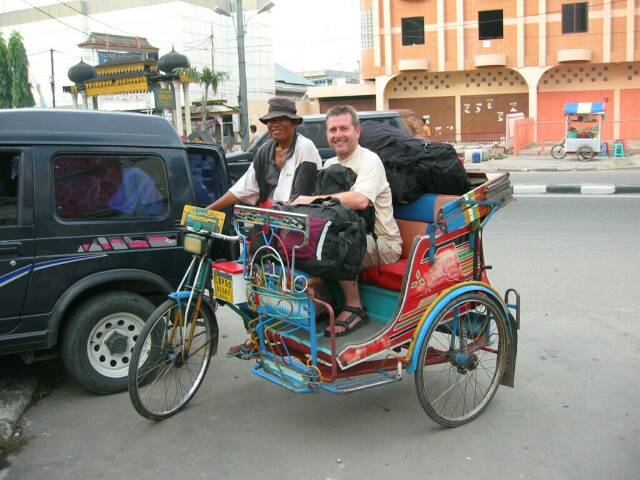 Ankunft in Medan mit Rikscha